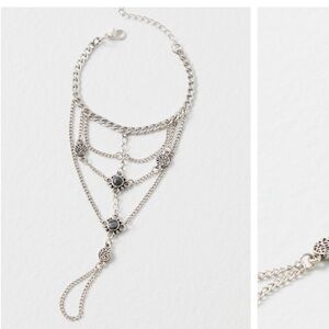 Free People Silver Vincent Layered Hand Jewelry